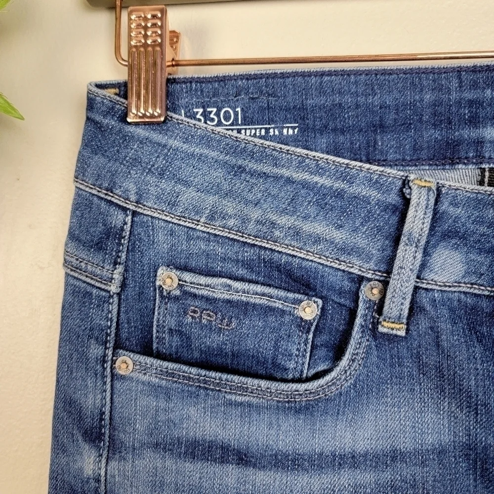 G Star Raw 3301 Ultra High Rise Super Skinny Medium Wash Jegging Jeans 27
